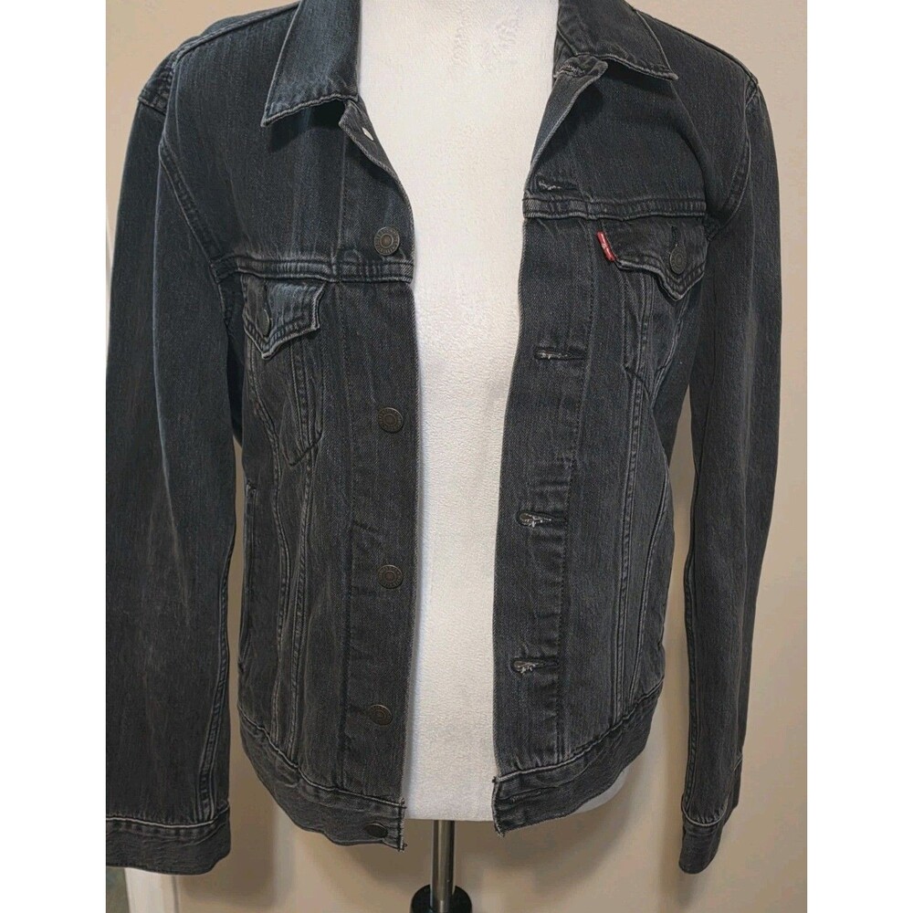 Levi’s Premium Women’s Trucker Denim Jacket Faded Black gray Wash Size Small